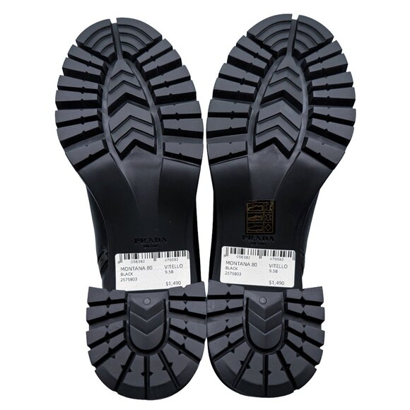 Brand New Prada Montana Lug Sole Vitello Leather mini Platform Combat Boots - Picture 10 of 12